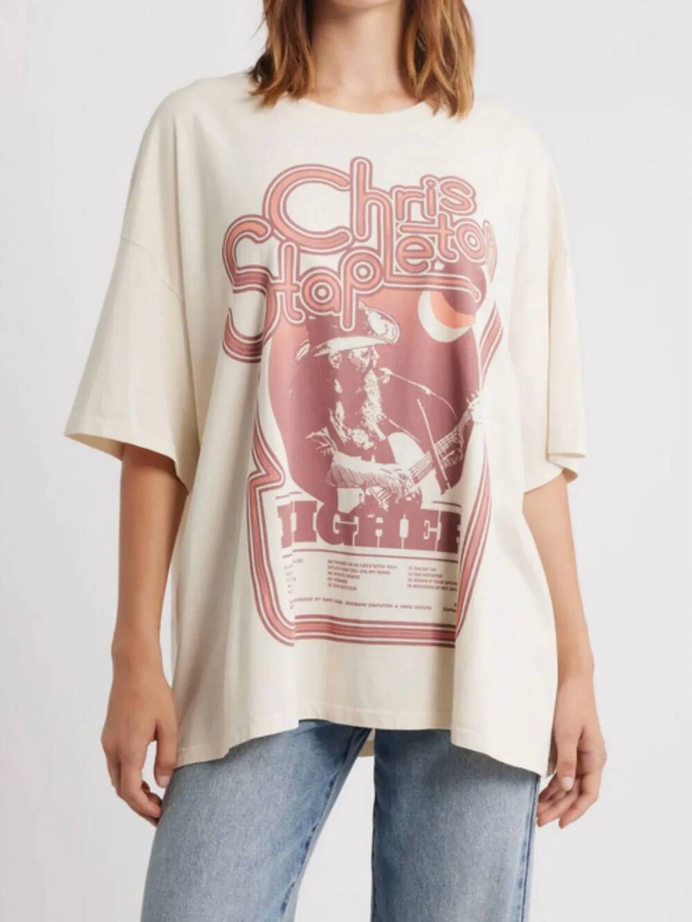 NEW DAYDREAMER chris stapleton higher tour one size tee in pink